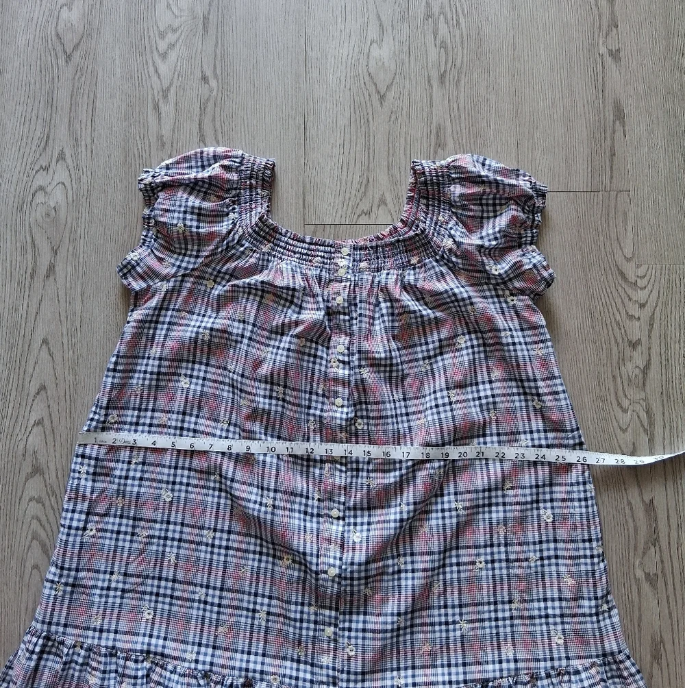 Anthropologie Plus Floral Embroidery Plaid Mini Dress - Picture 13 of 16